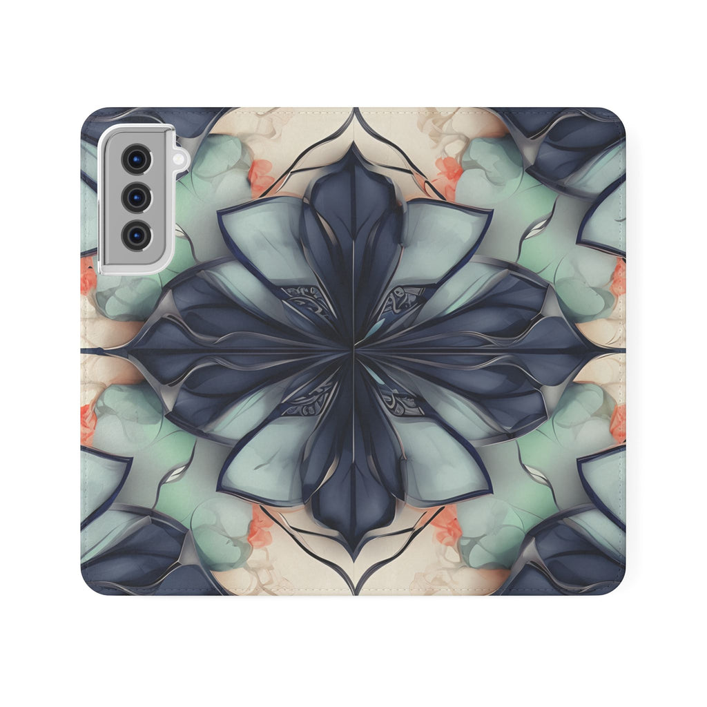 Midnight Mosaic - Abstract Floral Flip Phone Case for Samsung Galaxy S21