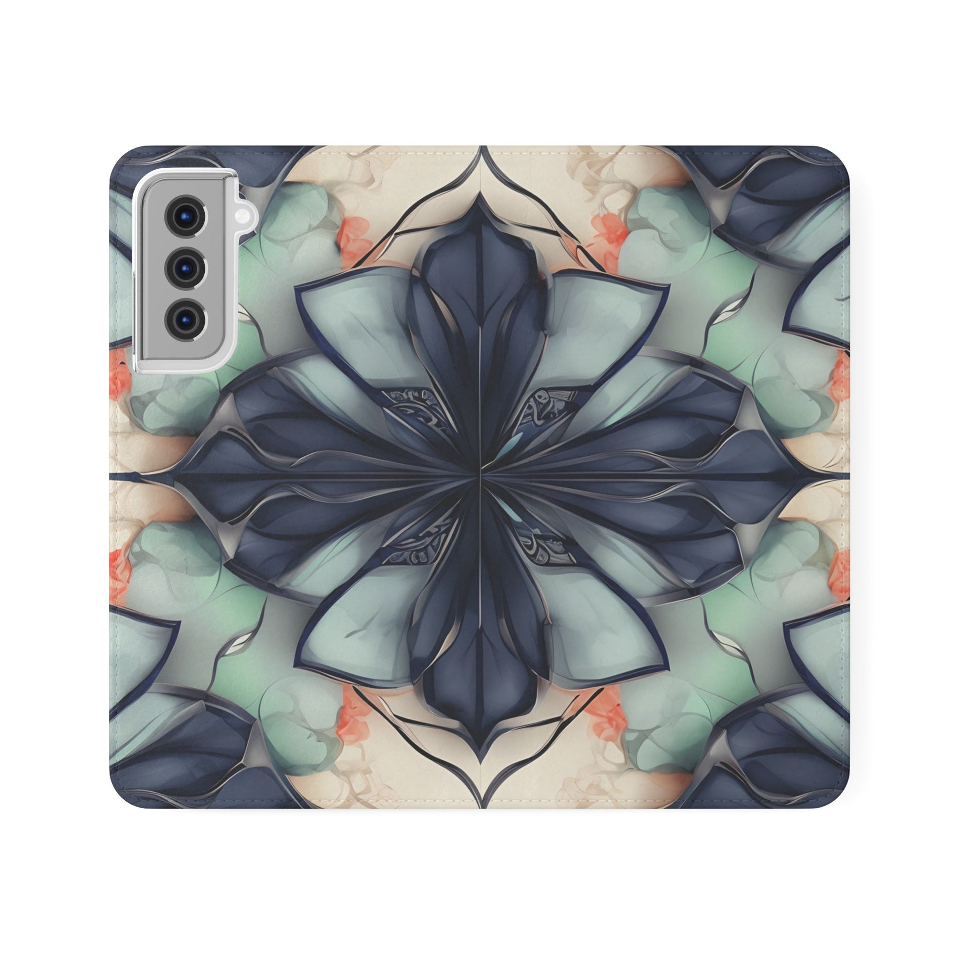 Midnight Mosaic - Abstract Floral Flip Phone Case for Samsung Galaxy S21