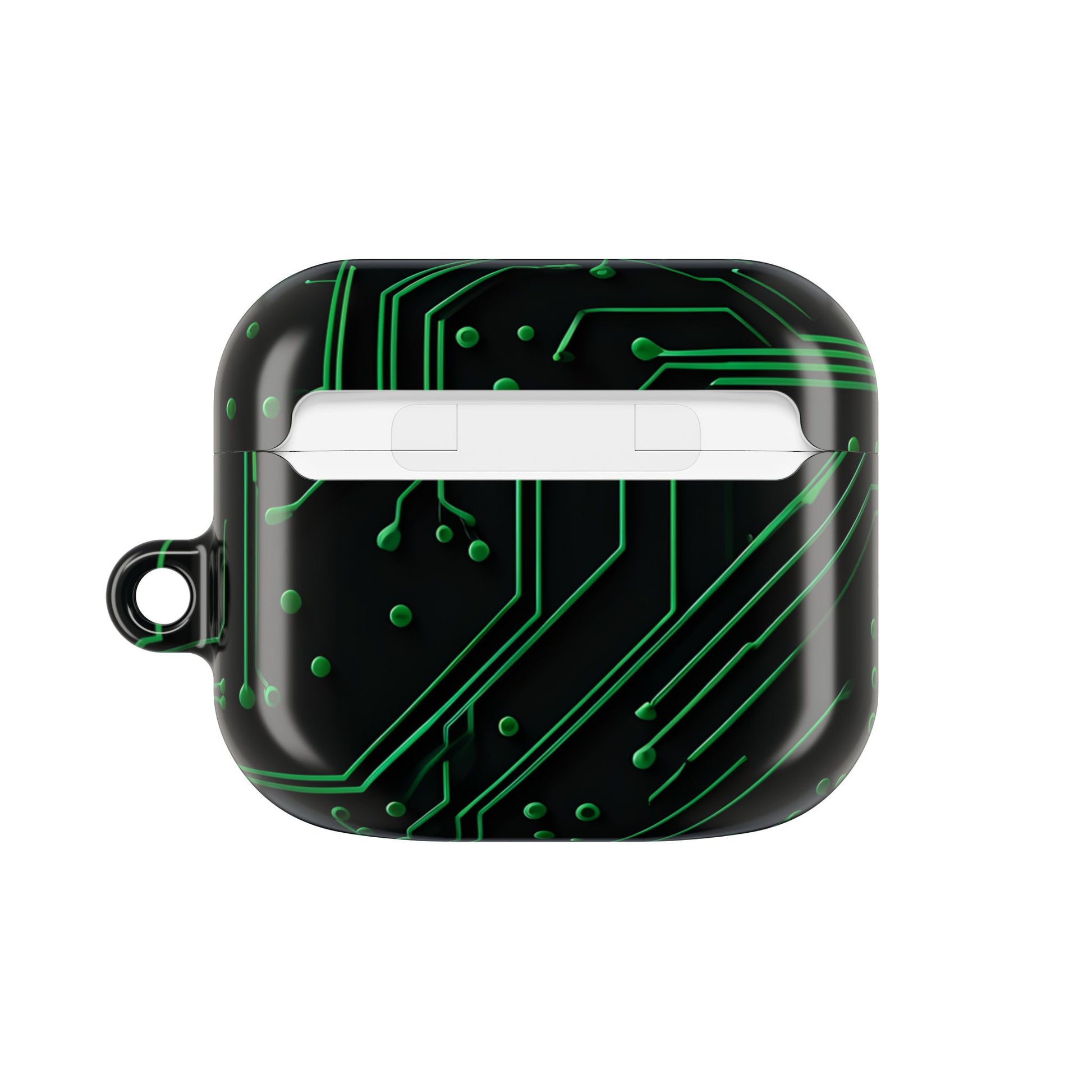 Green Circuit Grid AirPod Case - Green & Black Computer Design Earbud Cover for Gen 1, 2, 3, Pro Gen 1 & 2
