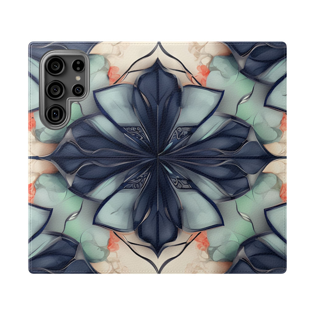 Midnight Mosaic - Abstract Floral Flip Phone Case for Samsung Galaxy S23 Ultra