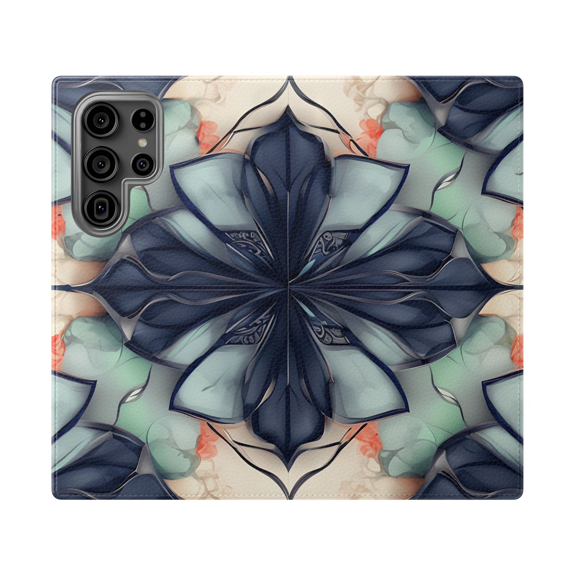 Midnight Mosaic - Abstract Floral Flip Phone Case for Samsung Galaxy S23 Ultra