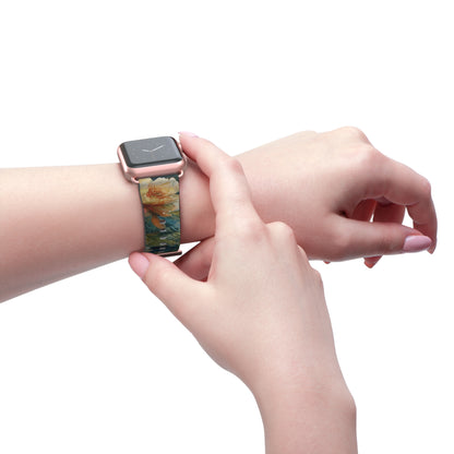 Waterlily Nocturne Apple Watch Band - Nature-Inspired Art Strap, Elegant Mountain Lake Design, Premium Gift for Outdoor Lovers