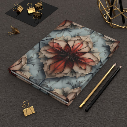 Ember Bloom hardcover journal on desk with pencils and stationery
