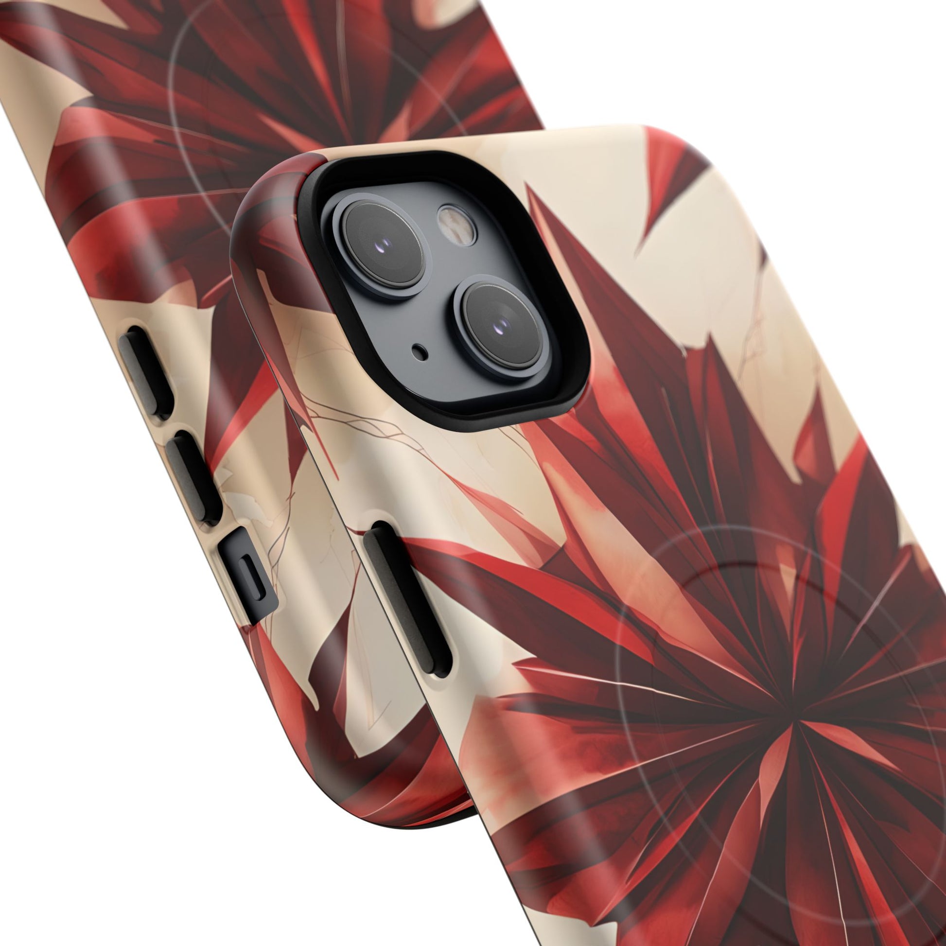 Ruby Compass iPhone 14 Plus MagSafe Phone Case - Bold Red Modern Design