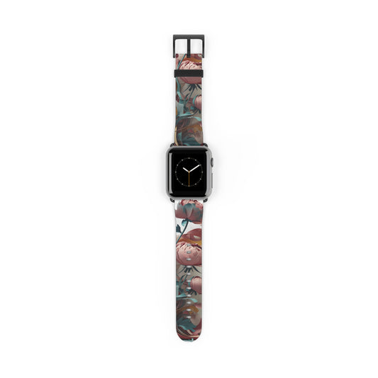 Blushing Peony Veil Apple Watch Band Strap - Romantic Floral design