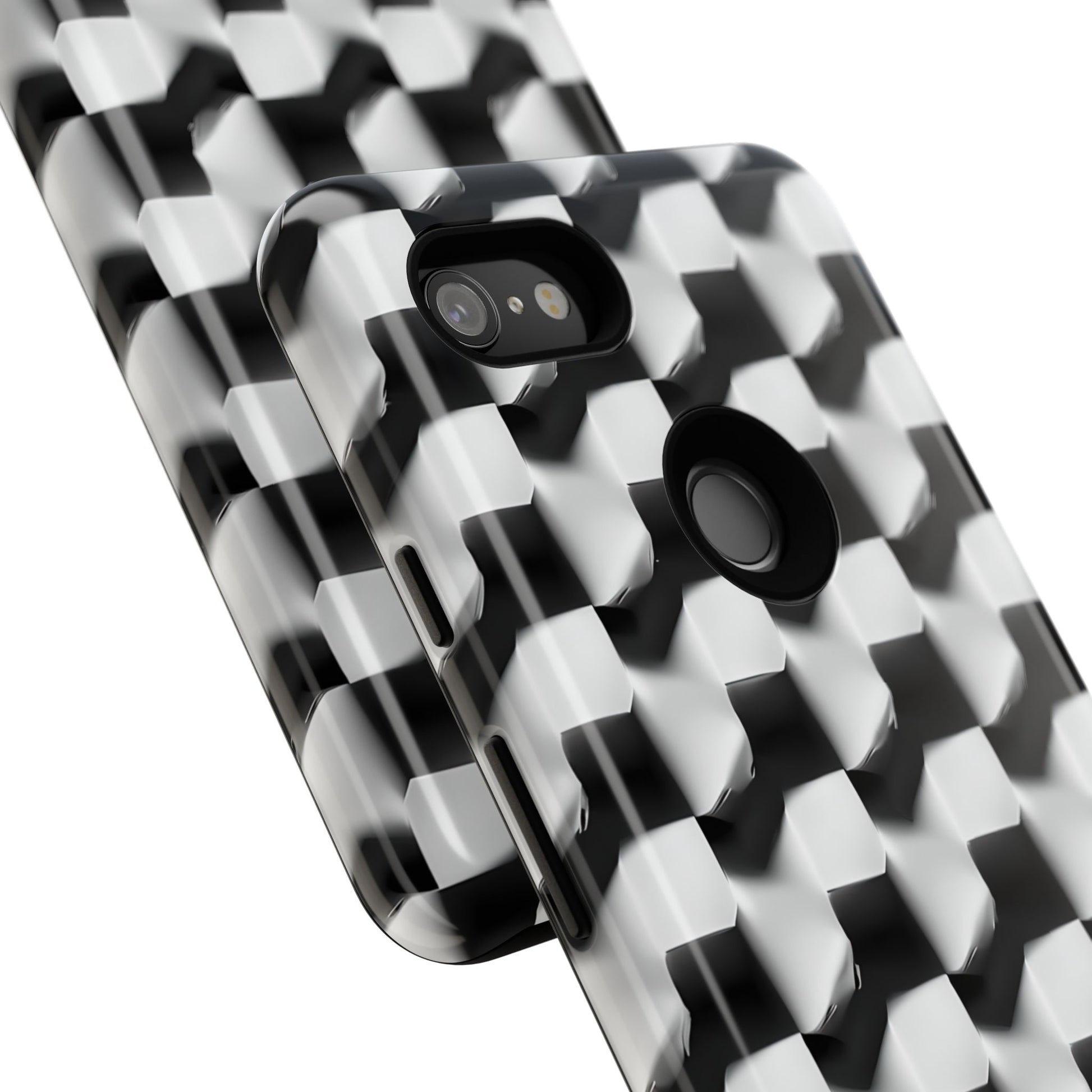 Monochrome Grid Tough Case for Google Pixel 3XL - Classic Checkerboard, Black & White, Minimalist Trend