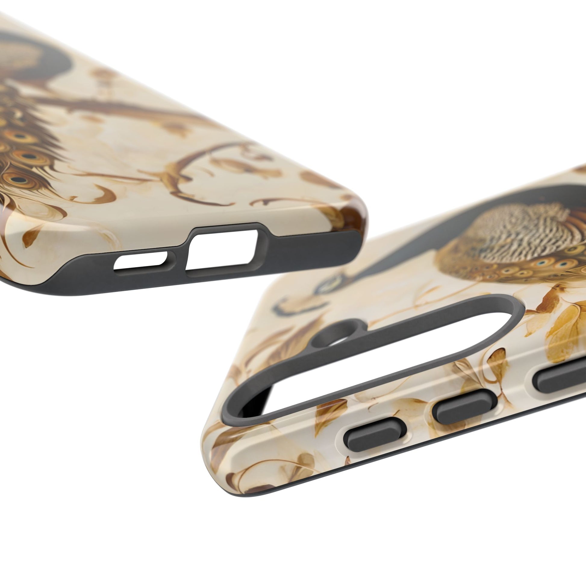 Golden Plumage - Luxe Peacock Art Samsung Galaxy S25 Phone Case - Elegant Gold & Cream Design