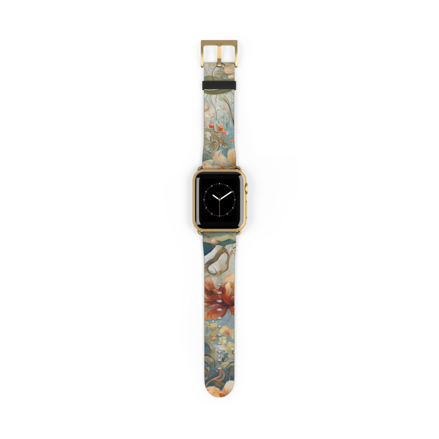 Waterlily Dreamscape Designer Apple Watch Band - Premium Custom Strap for Series 1-9, SE & Ultra - Artistic Vegan Leather