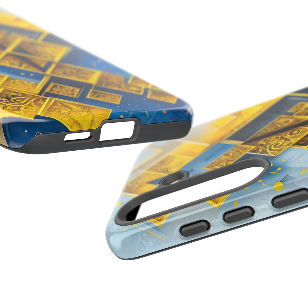 Golden Ascent Luxe Geometric Samsung Galaxy S25 Plus Tough Case - Elegant Abstract Gold Design
