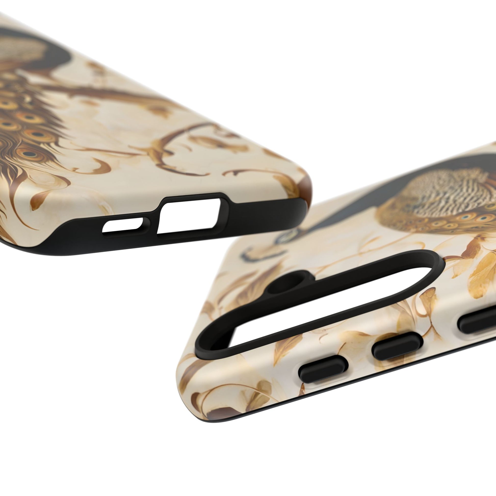 Golden Plumage - Luxe Peacock Art Samsung Galaxy S24 Phone Case - Elegant Gold & Cream Design