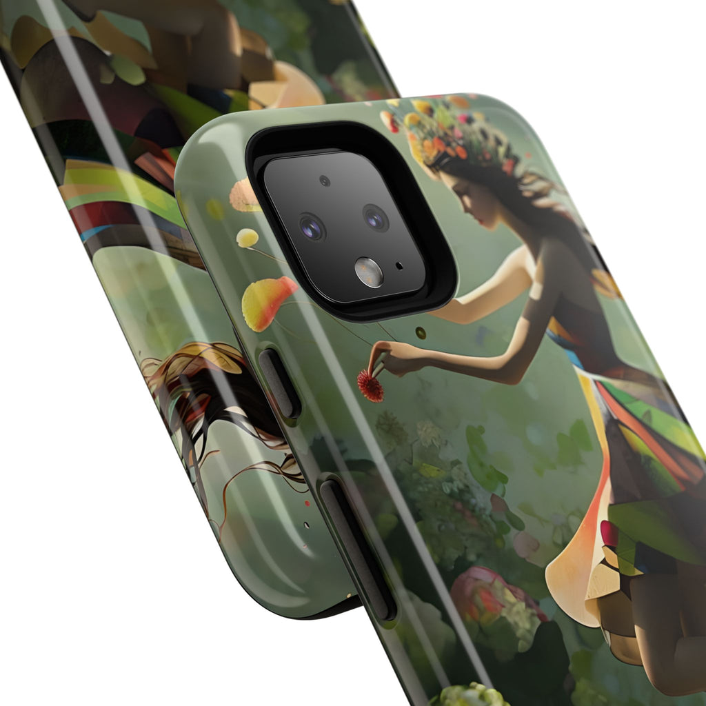 Dancing Wildflower Muse Google Pixel 4 Tough Case - Artistic Floral Fantasy Cover - Whimsical Nature-Inspired Protective Accessory