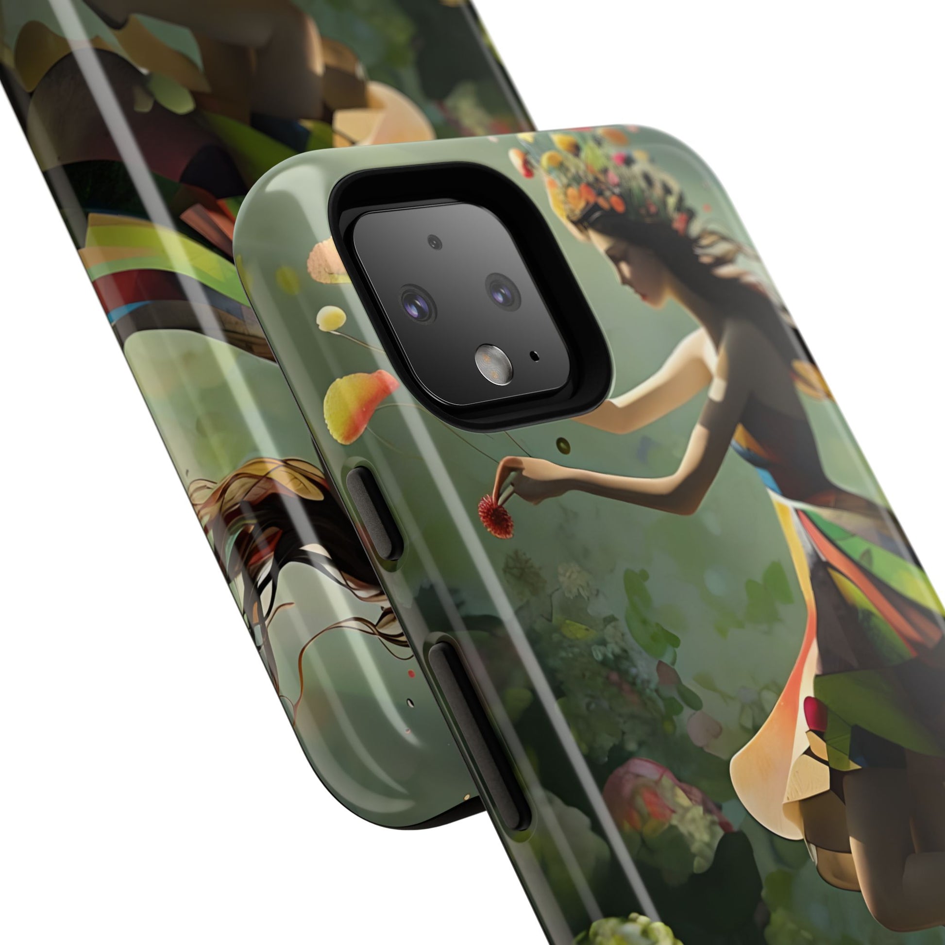 Dancing Wildflower Muse Google Pixel 4 Tough Case - Artistic Floral Fantasy Cover - Whimsical Nature-Inspired Protective Accessory