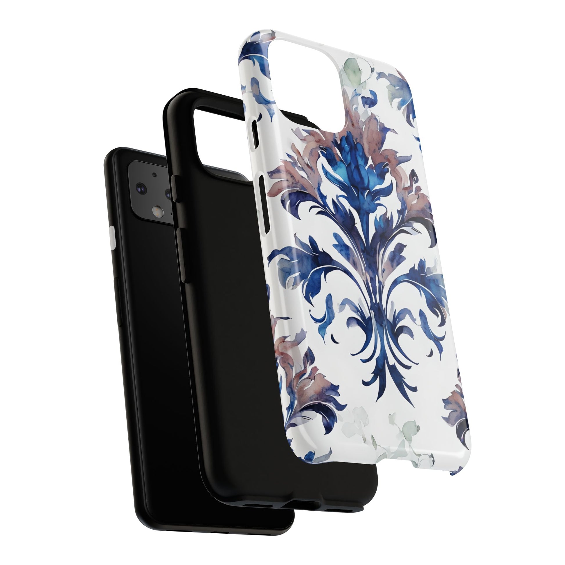 Delft Reverie - Elegant Blue & White Google Pixel 4 Tough Phone Case - Dutch Delftware-Inspired Floral Design