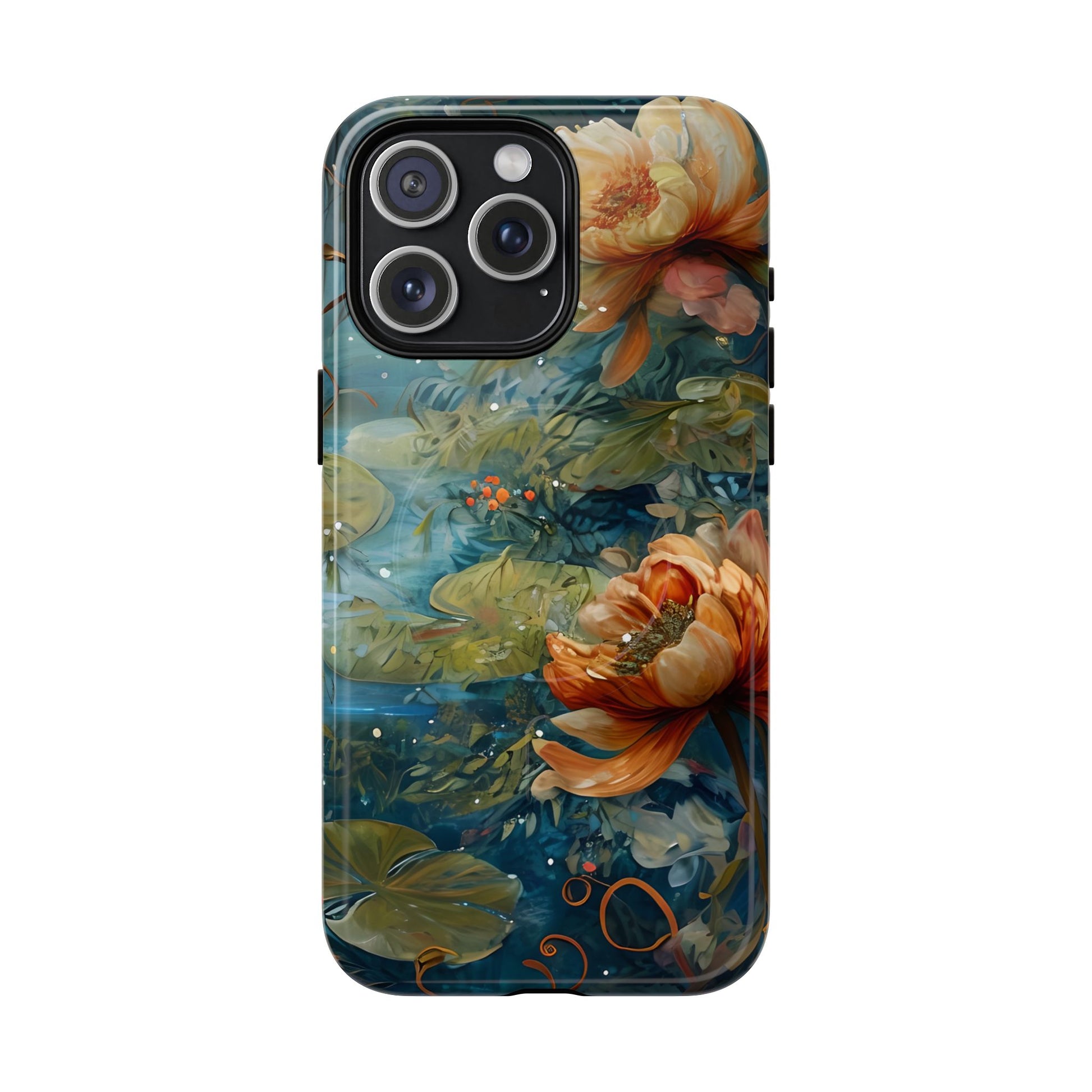 Waterlily Nocturne iPhone 15 Pro Max Case - Artistic Tough Cover - MagSafe Compatible - Premium Drop Protection