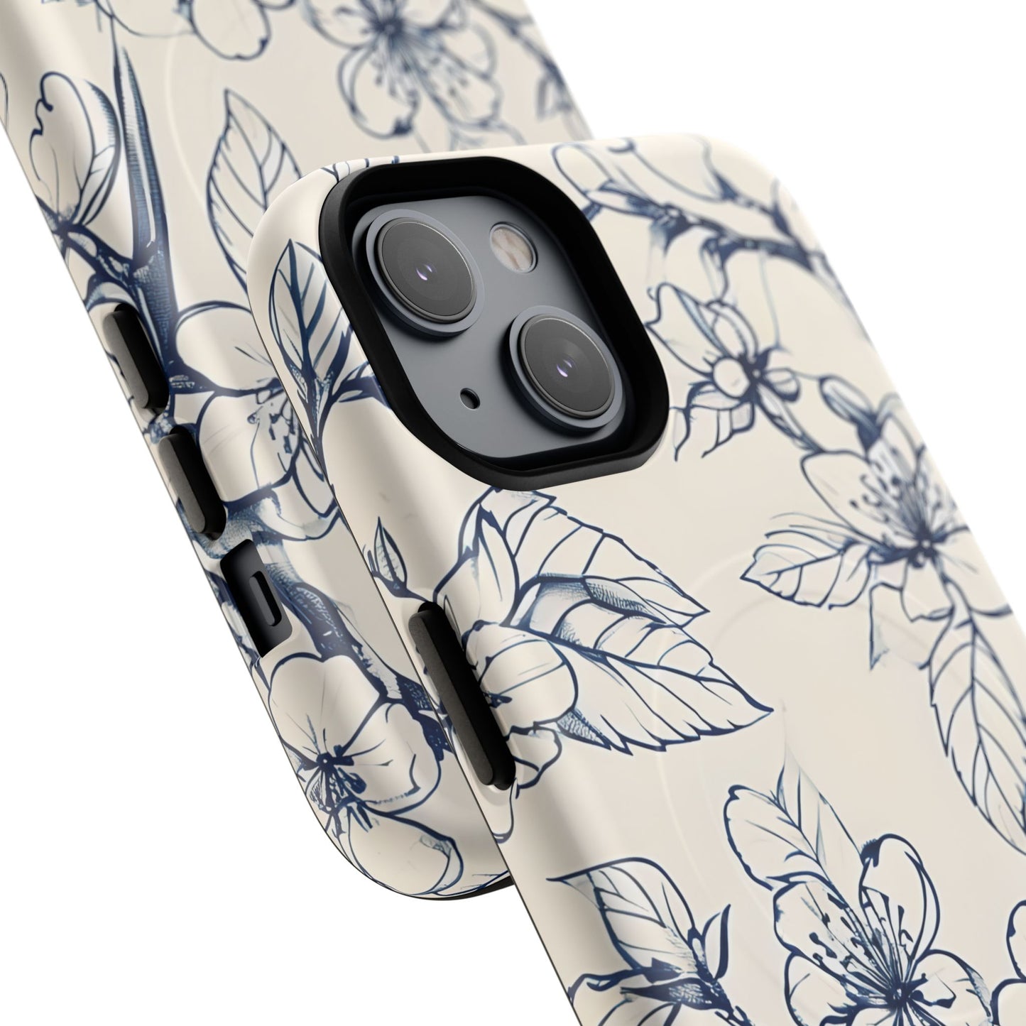 Blossom Sketch - Artistic Blue Floral - iPhone MagSafe Phone Case - Botanical Design