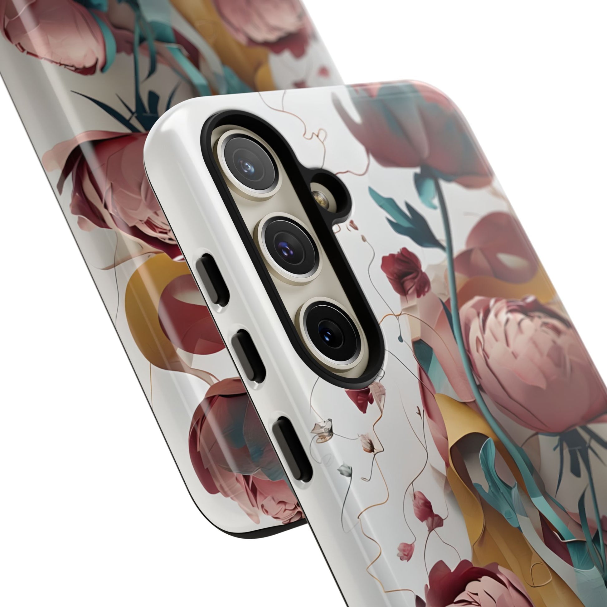 Blushing Peony Veil - Elegant Painterly Floral Samsung Galaxy S24 Plus Tough Phone Case - Soft Blush & Teal Peony Design