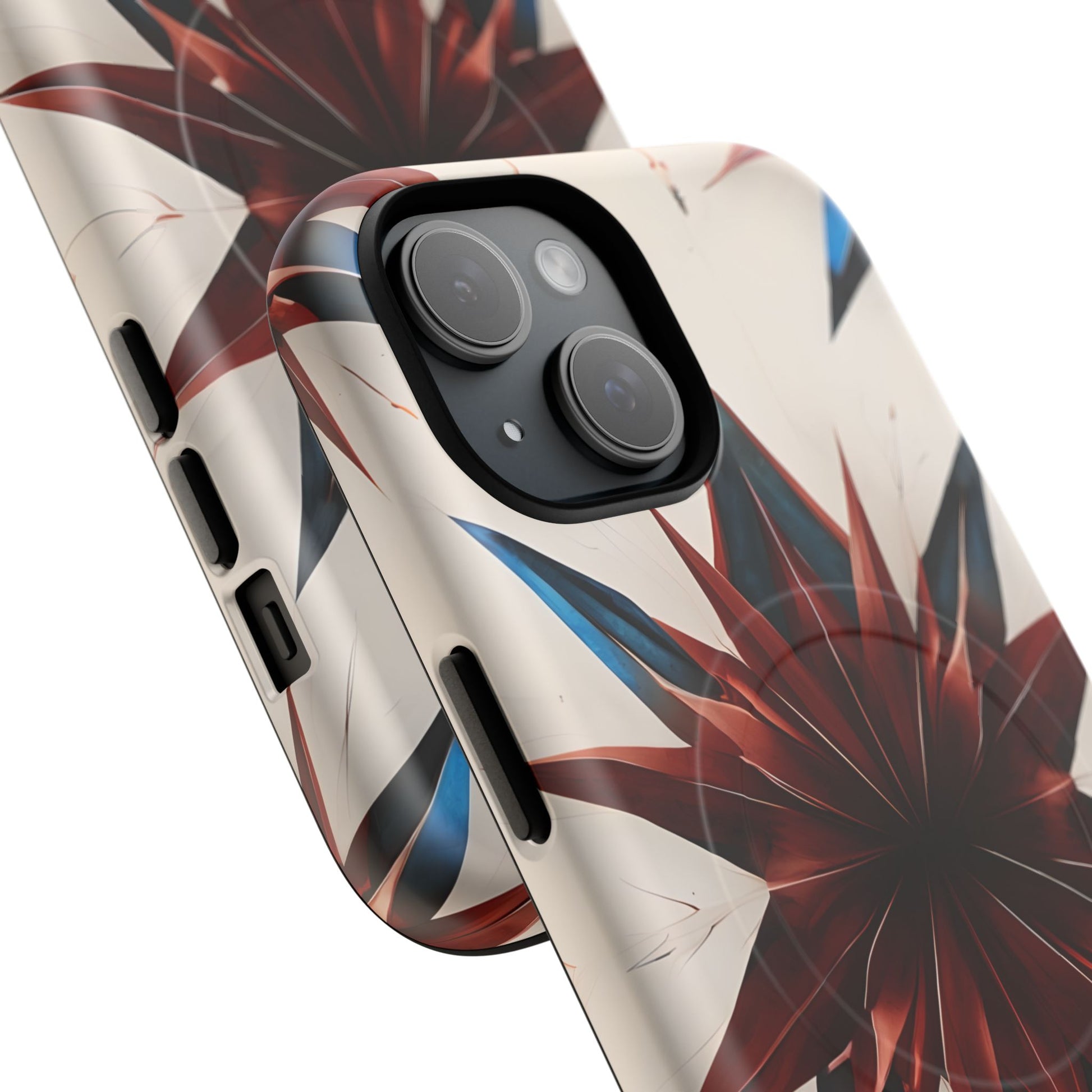 Garnet Starburst - Kaleidoscope Collection Gemstone Floral - iPhone 15 MagSafe Phone Case -Floral Burst Design
