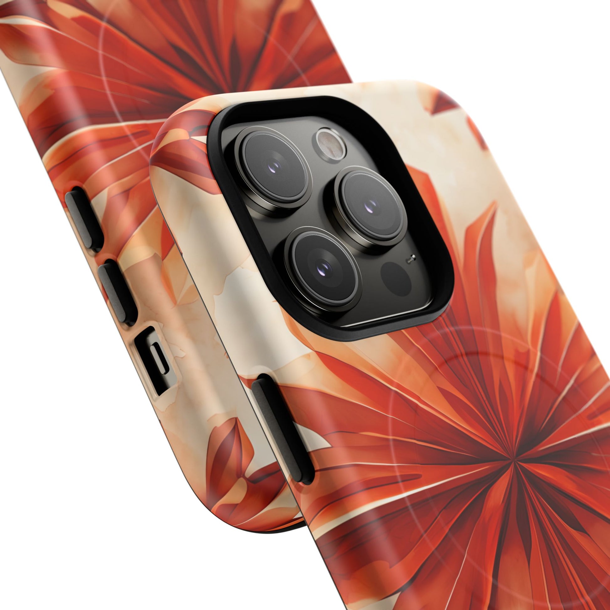 Sunset Fleur iPhone 14 Pro - Kaleidoscope Collection of MagSafe Compatible - Vibrant Sunset Flower Design