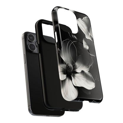 Monochrome Magnolia - Elegant Black & White Floral iPhone MagSafe Phone Case - Artistic Magnolia Design