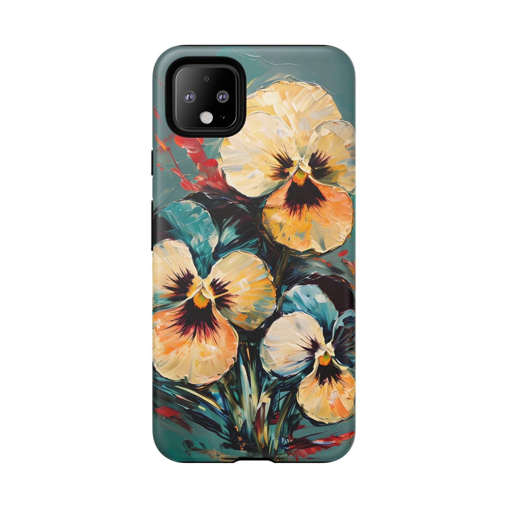 Golden Pansy Cascade Tough Case for Google Pixel 4XL - Floral Artistic Shockproof Cover, Elegant Protective Phone Case