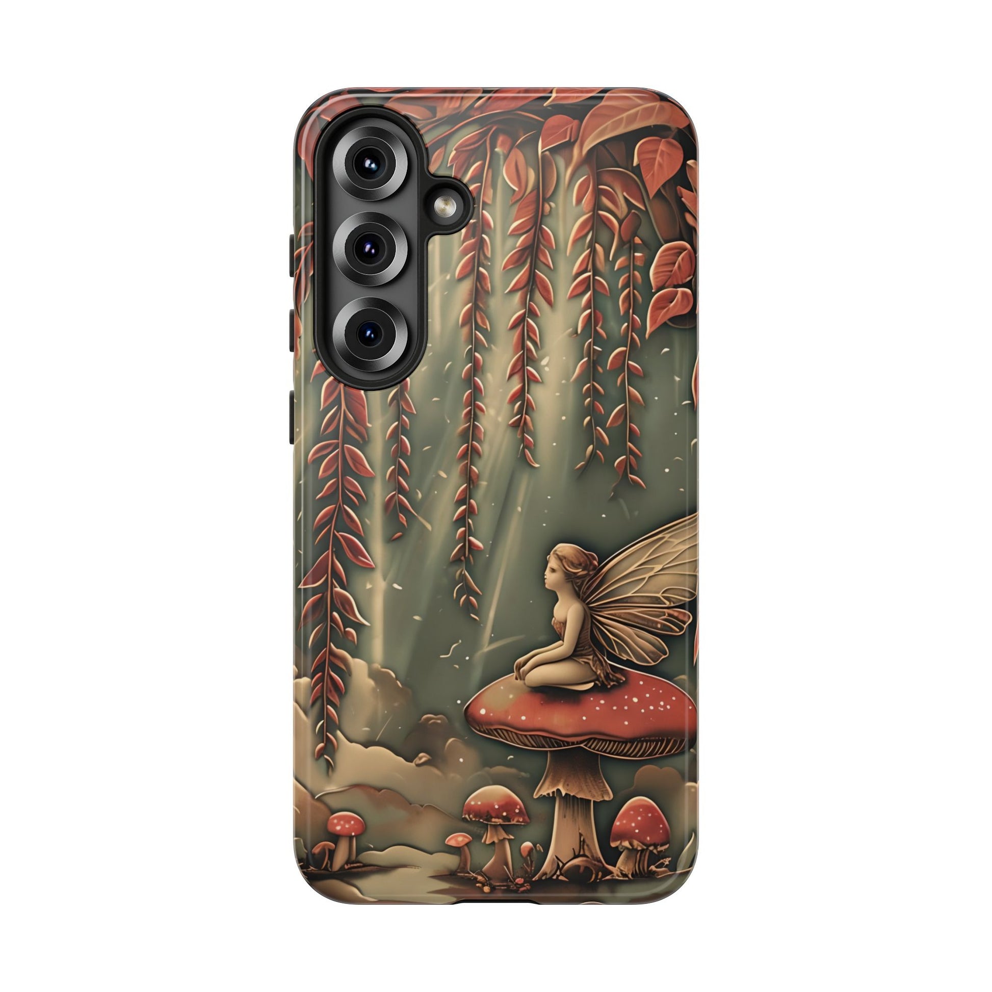 Willow Whisper - Tranquil Nature Art Samsung Galaxy S25 Plus Tough Phone Case - Serene Willow Tree & Meditative Figure Design