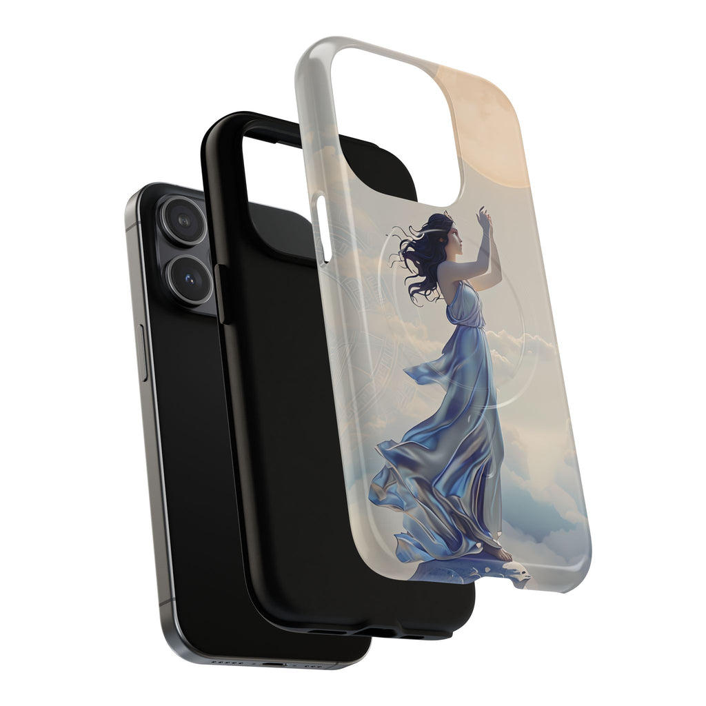 Moonlit Ascend - Ethereal Celestial Art iPhone 15 Pro MagSafe Phone Case -Dreamy Night Sky & Floating Woman Design