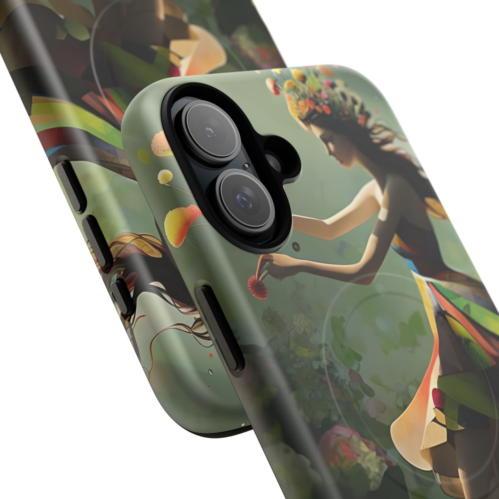 Dancing Wildflower Muse iPhone 16 Plus - Artistic Floral Fantasy Cover - MagSafe Compatible - Whimsical Nature-Inspired Protective Accessory