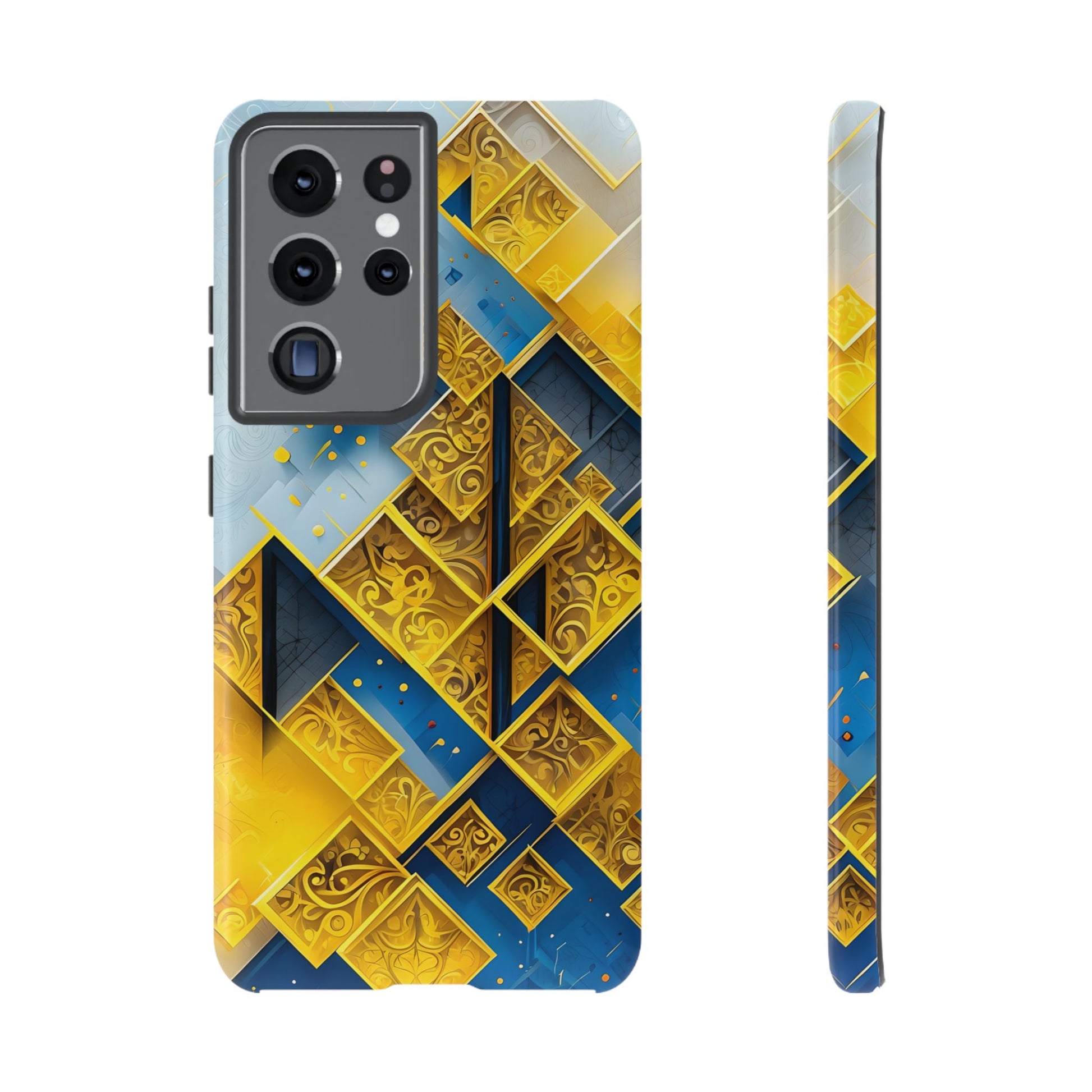 Golden Ascent Luxe Geometric Samsung Galaxy S21 Ultra Tough Case - Elegant Abstract Gold Design