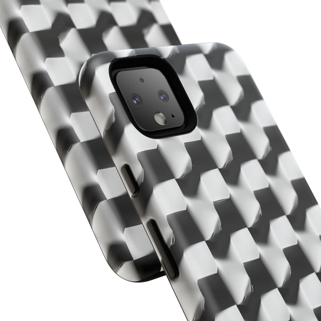 Monochrome Grid Tough Case for Google Pixel 4XL - Classic Checkerboard, Black & White, Minimalist Trend
