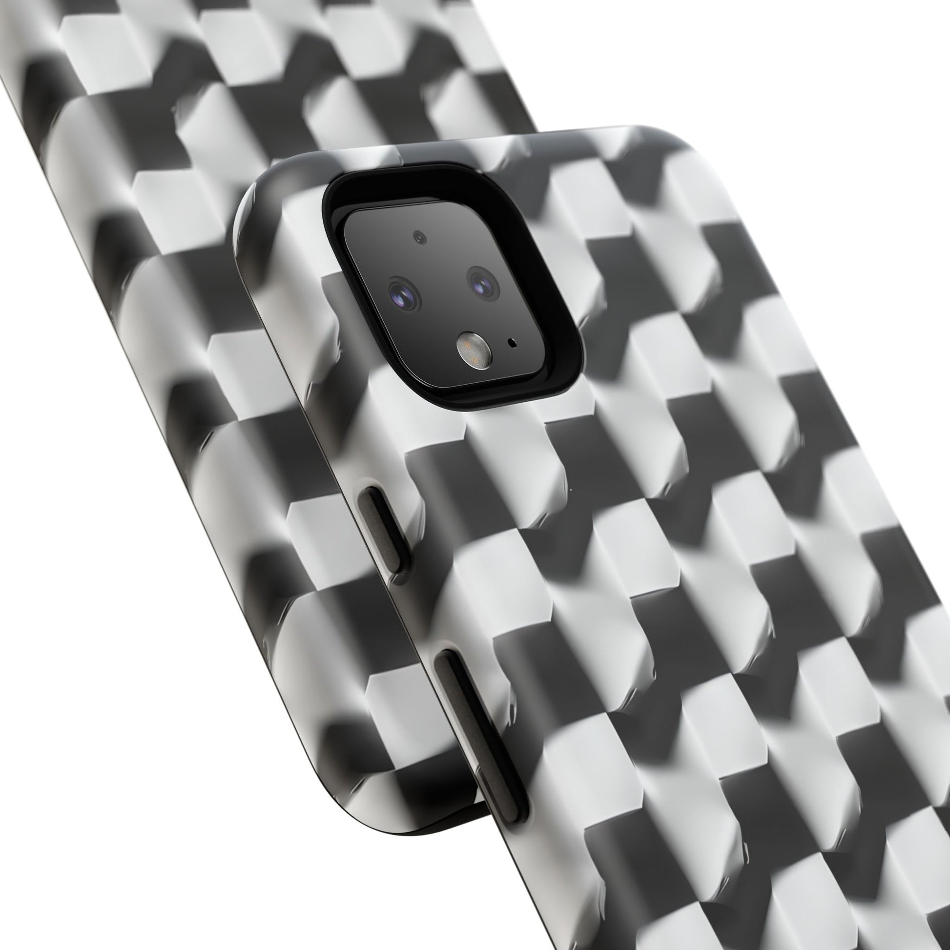 Monochrome Grid Tough Case for Google Pixel 4XL - Classic Checkerboard, Black & White, Minimalist Trend