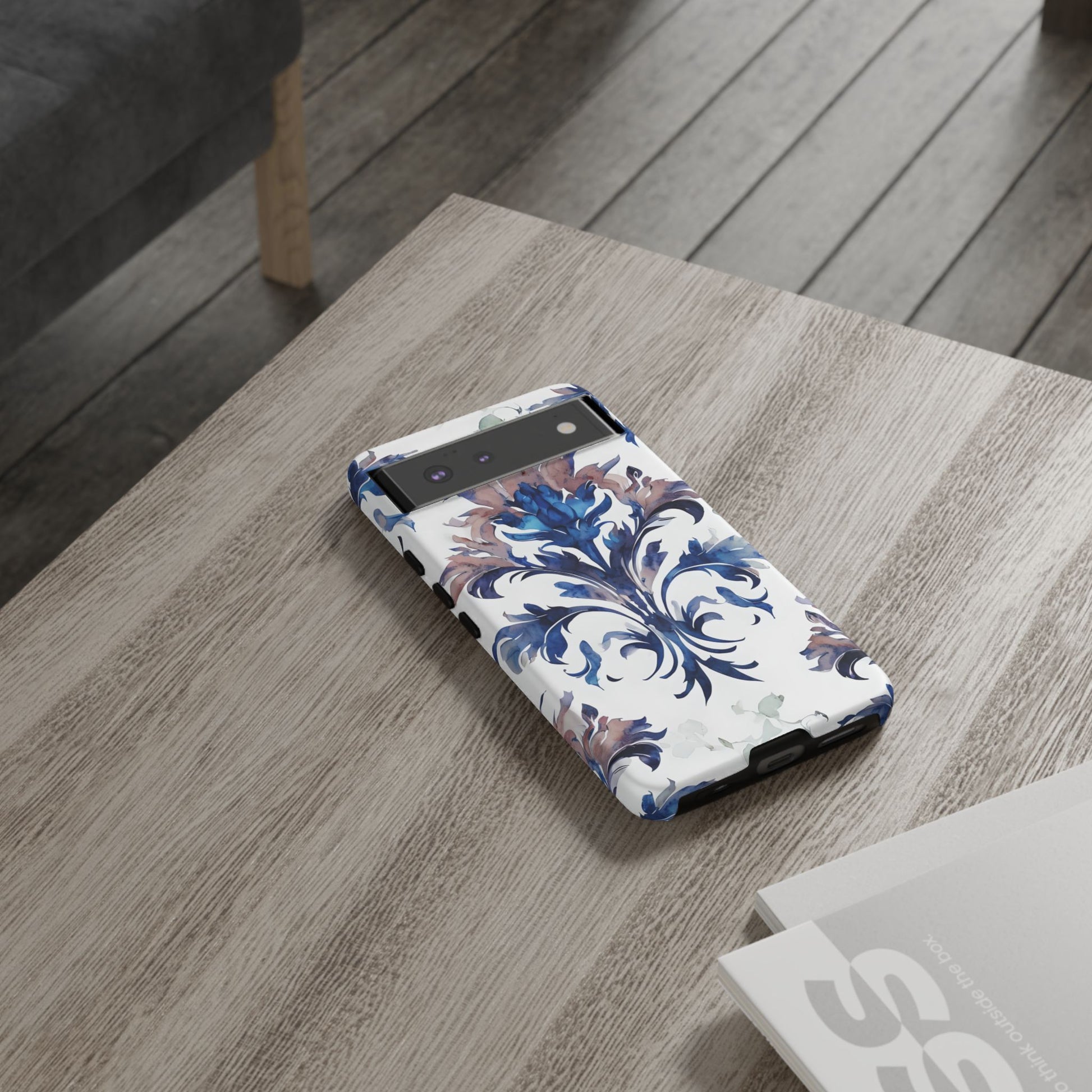 Delft Reverie - Elegant Blue & White Google Pixel 6 Tough Phone Case - Dutch Delftware-Inspired Floral Design