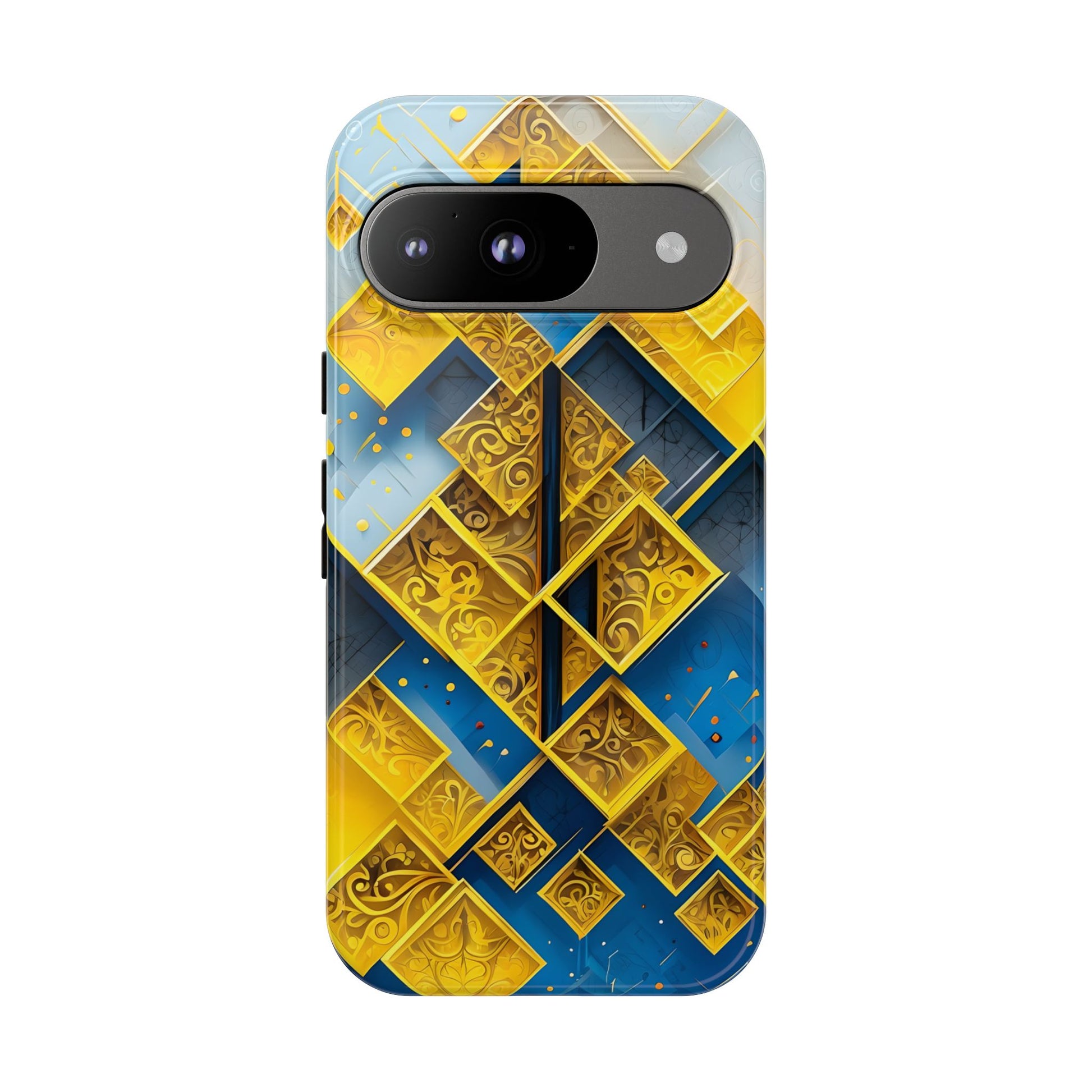 Golden Ascent Luxe Geometric Google Pixel 9 Tough Case - Elegant Abstract Gold Design