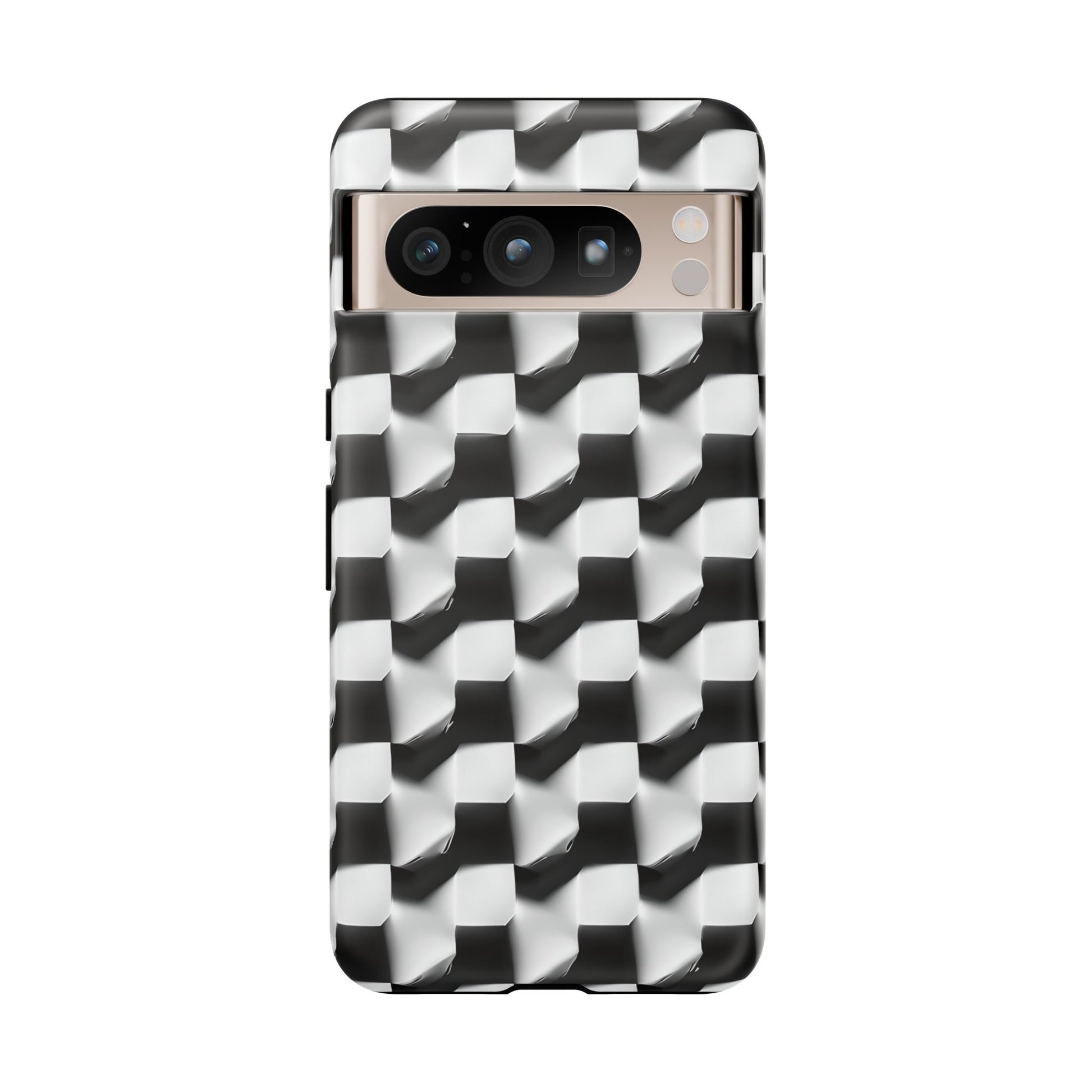 Monochrome Grid Tough Case for Google Pixel 8 Pro - Classic Checkerboard, Black & White, Minimalist Trend