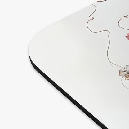 Close-up of Blushing Peony Veil mouse pad showing printed peony floral detail