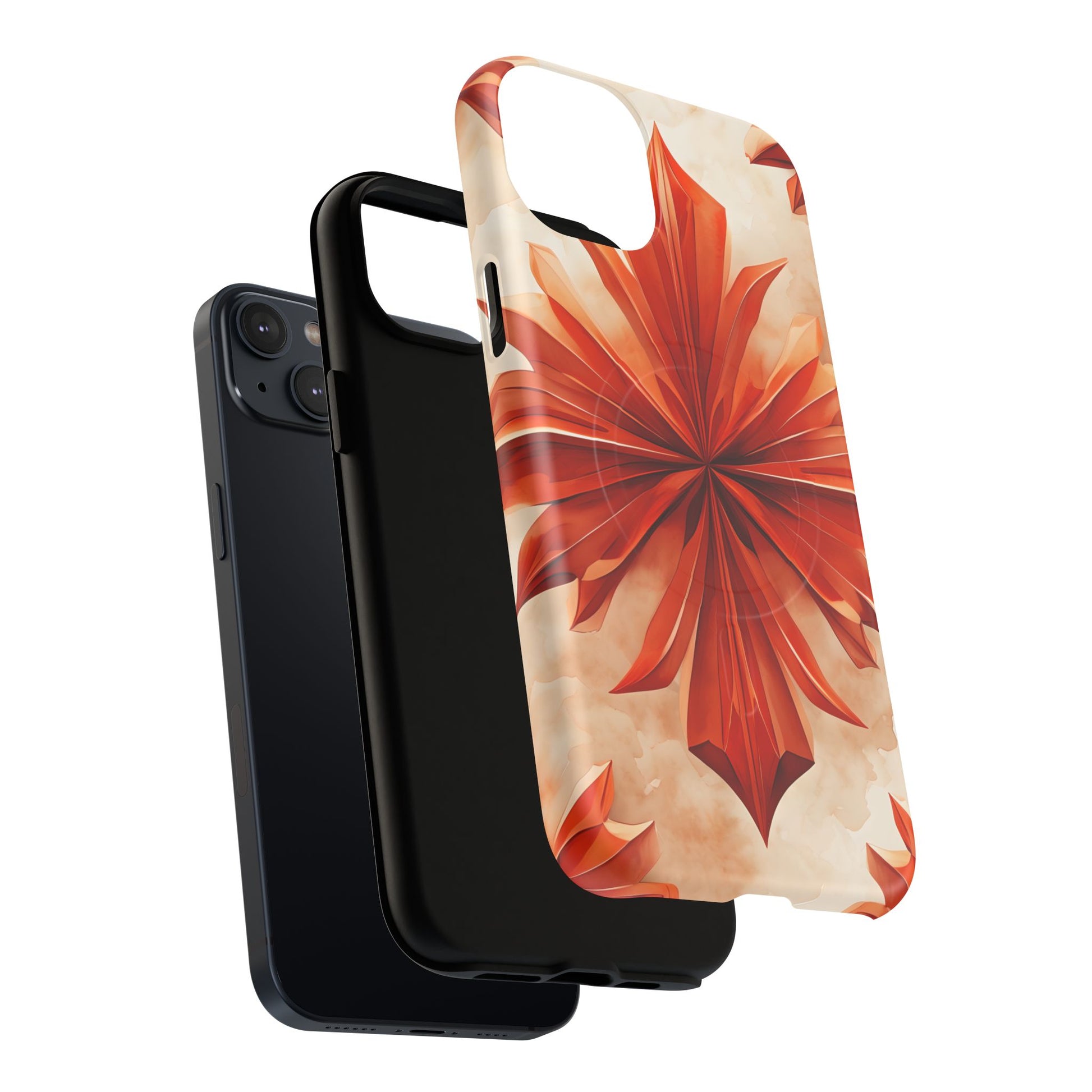 Sunset Fleur iPhone 14 Plus - Kaleidoscope Collection of MagSafe Compatible - Vibrant Sunset Flower Design