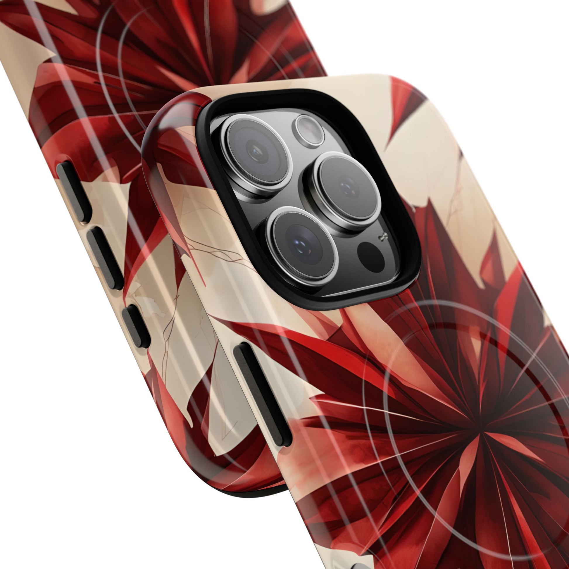 Ruby Compass iPhone 16 Pro MagSafe Phone Case - Bold Red Modern Design
