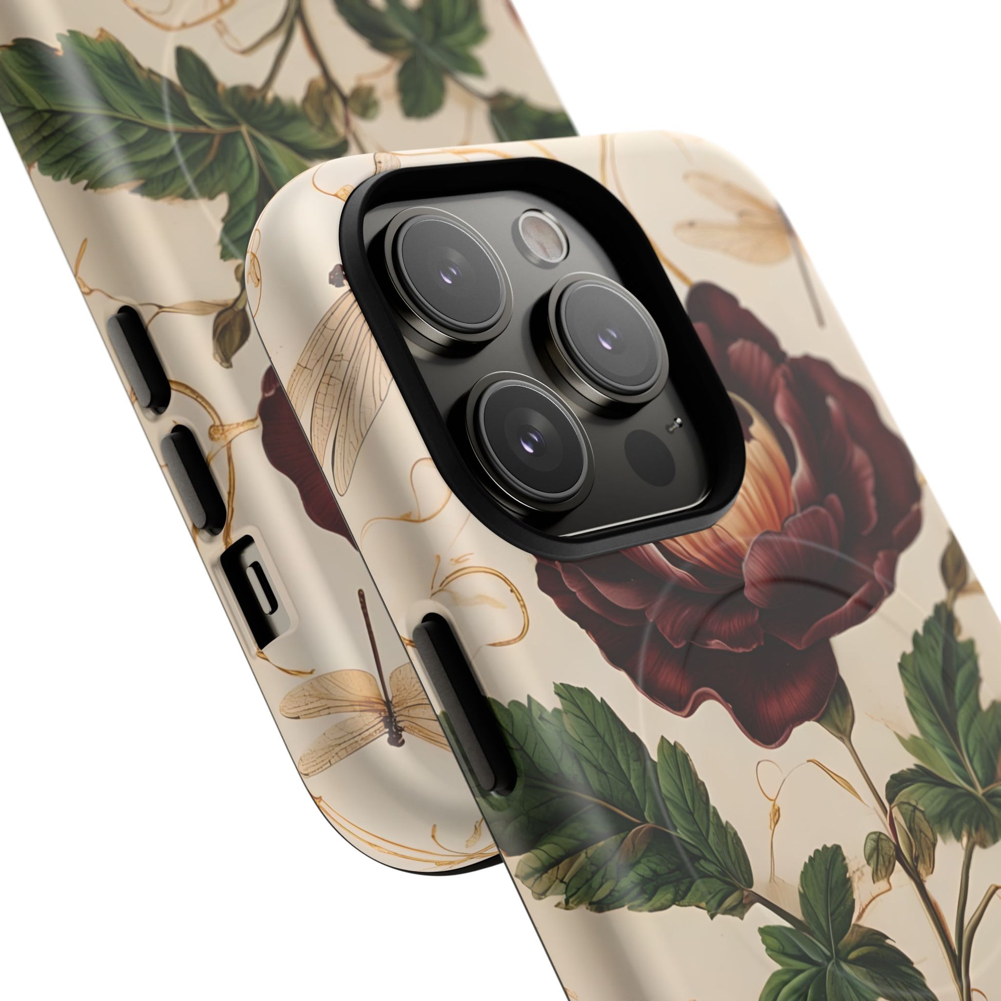 Vintage Burgundy Rose - Elegant Floral iPhone 14 Pro Phone Case - Classic Painterly Rose Design