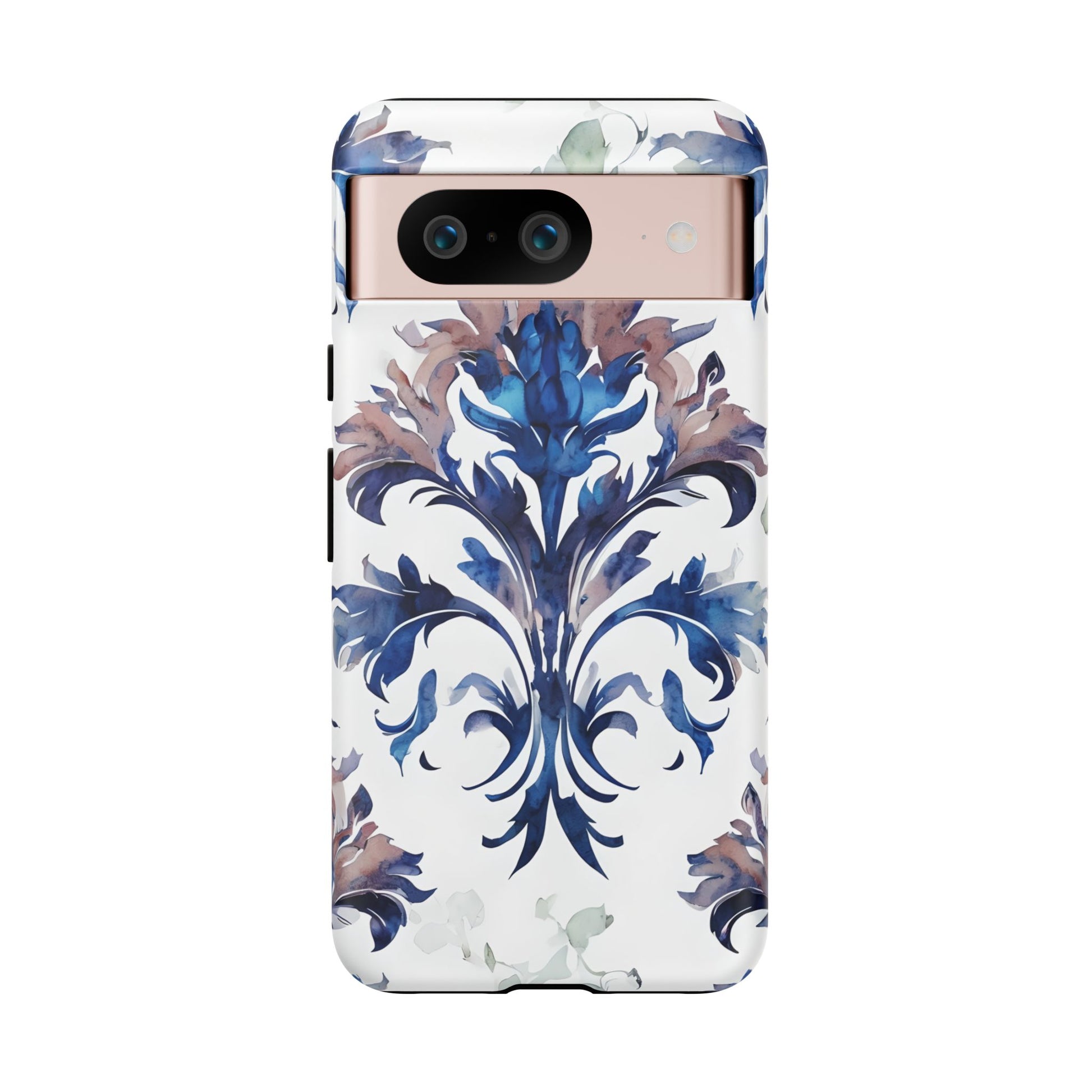 Delft Reverie - Elegant Blue & White Google Pixel 8 Tough Phone Case - Dutch Delftware-Inspired Floral Design