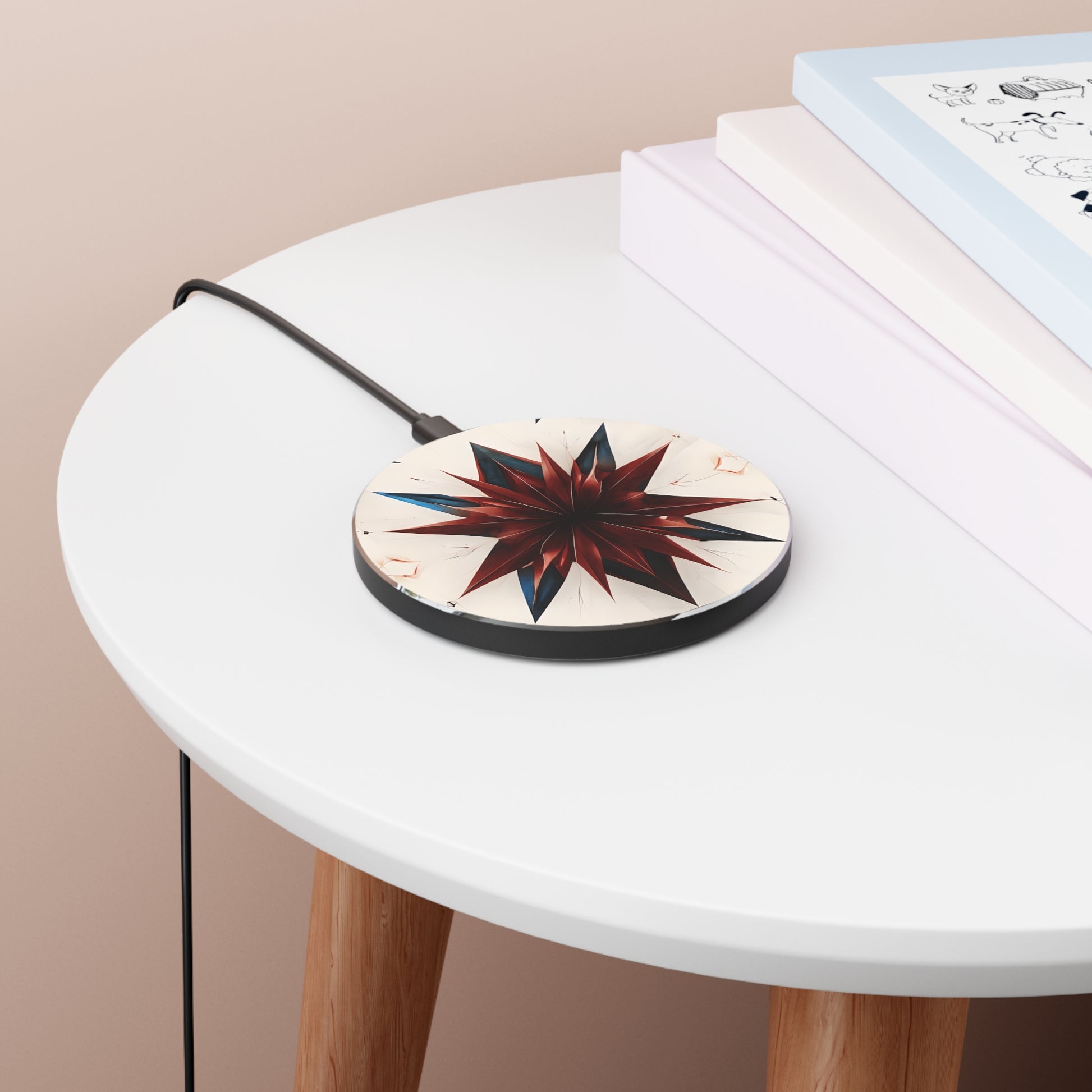 Garnet Starburst Qi Wireless Charger - 10W Fast Charging Pad for iPhone 15/16 - MagSafe Compatible Nature Based Design