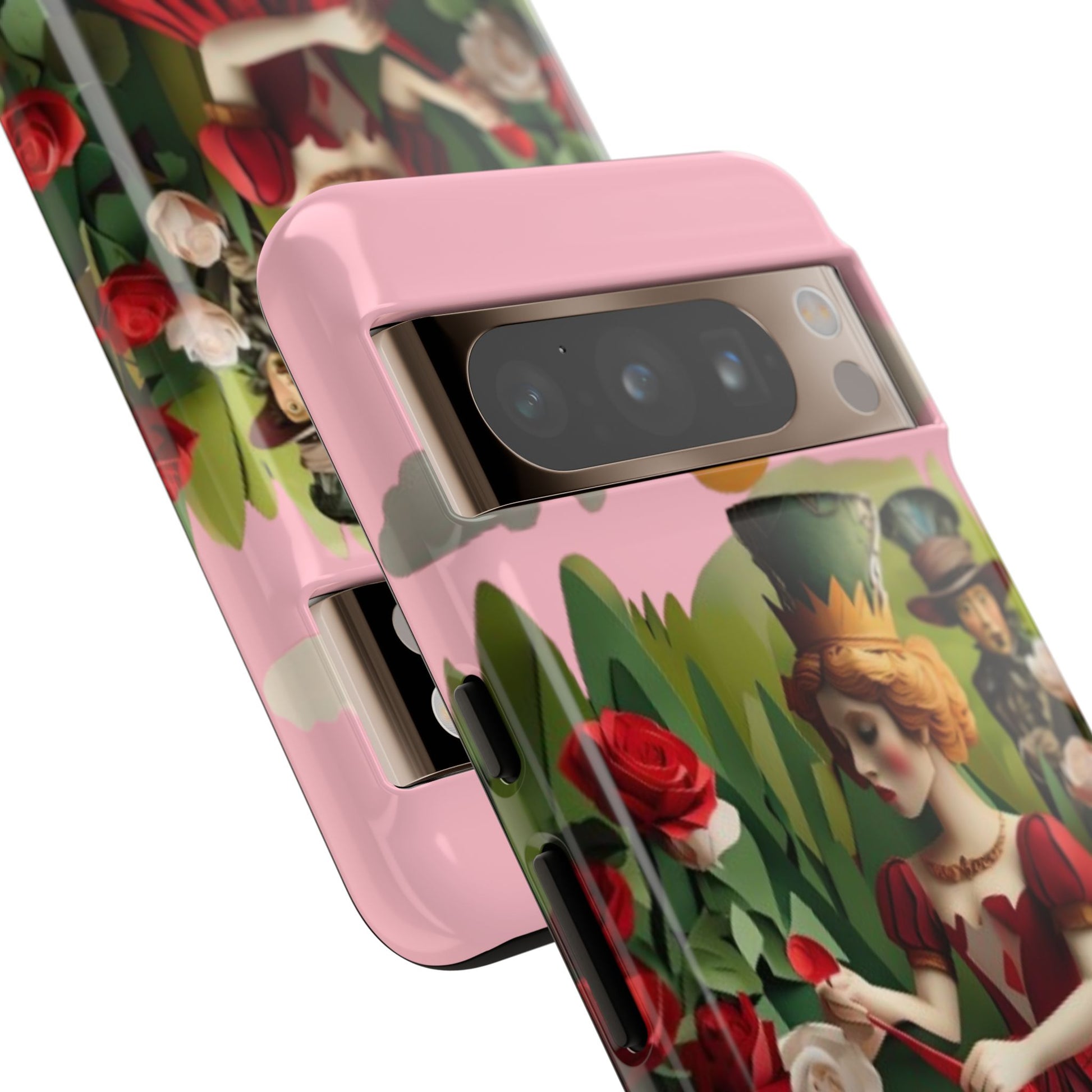 Regal Rose Court romantic rose garden artwork Google Pixel phone case angled view
