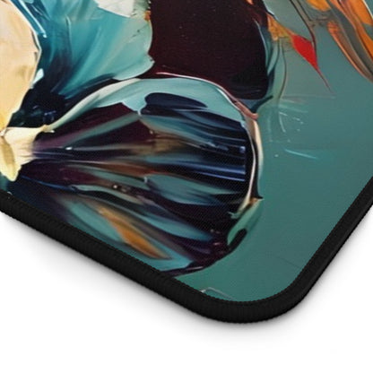 Close-up of Golden Pansy Cascade desk mat showing detailed pansy flower artwork