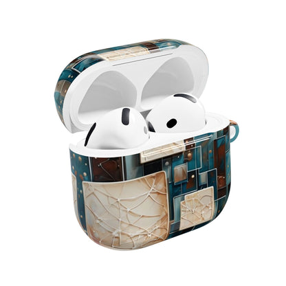 Architectural Drift AirPods Case - Modern Geometric Teal & Parchment Design for Gen 1, 2, 3, Pro Gen 1 & 2
