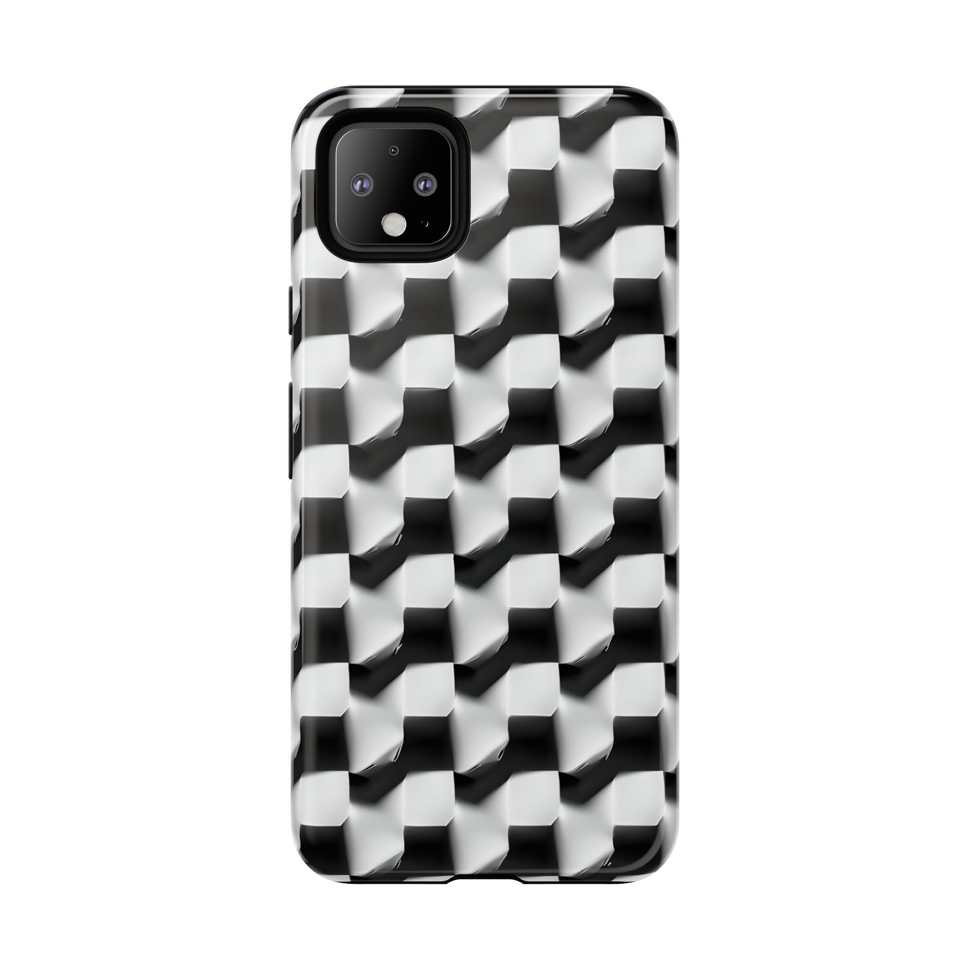 Monochrome Grid Tough Case for Google Pixel 4XL - Classic Checkerboard, Black & White, Minimalist Trend