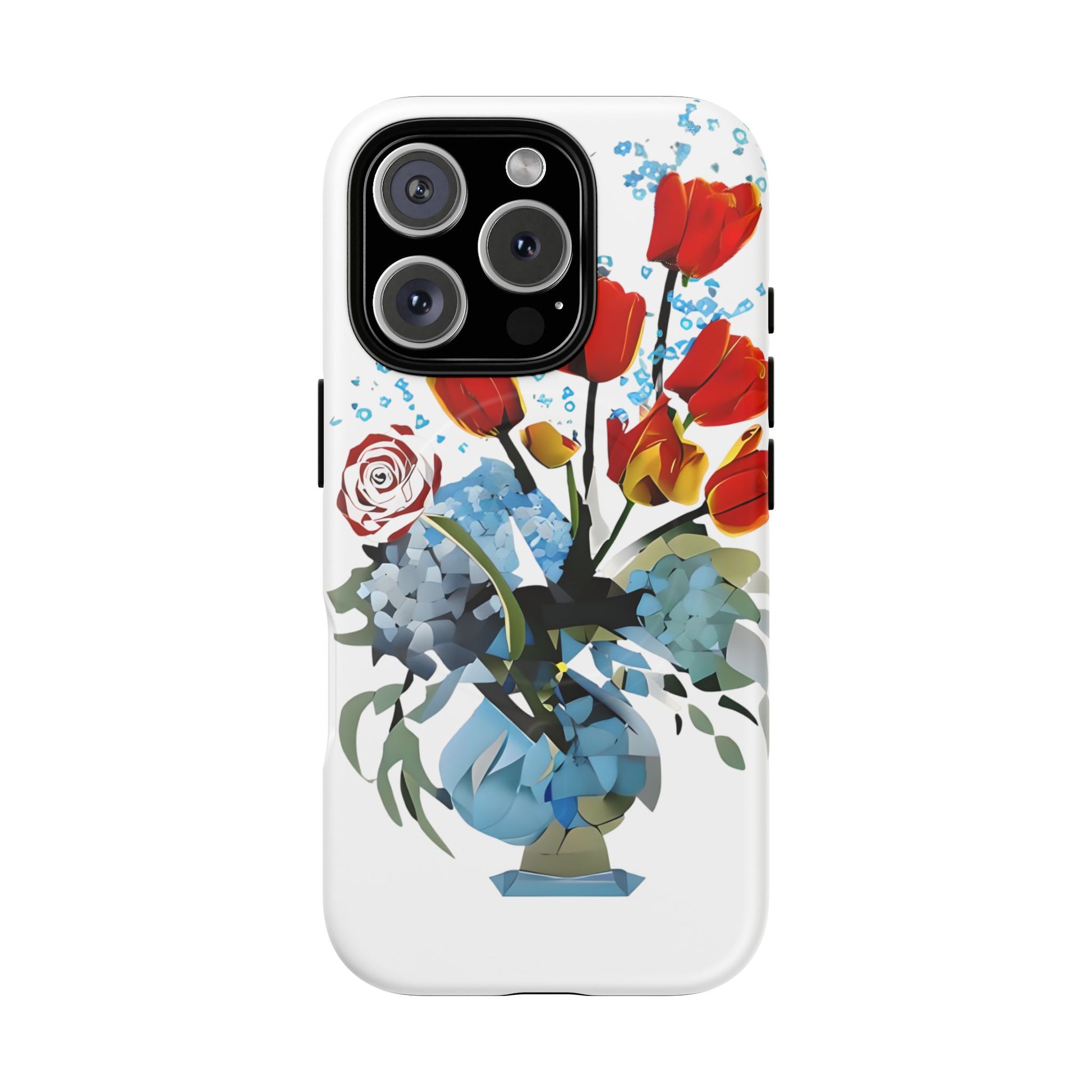 Bouquet Brilliance - Artistic Floral iPhone 16 Pro MagSafe Phone Case - Vibrant Tulip, Rose & Hydrangea Design