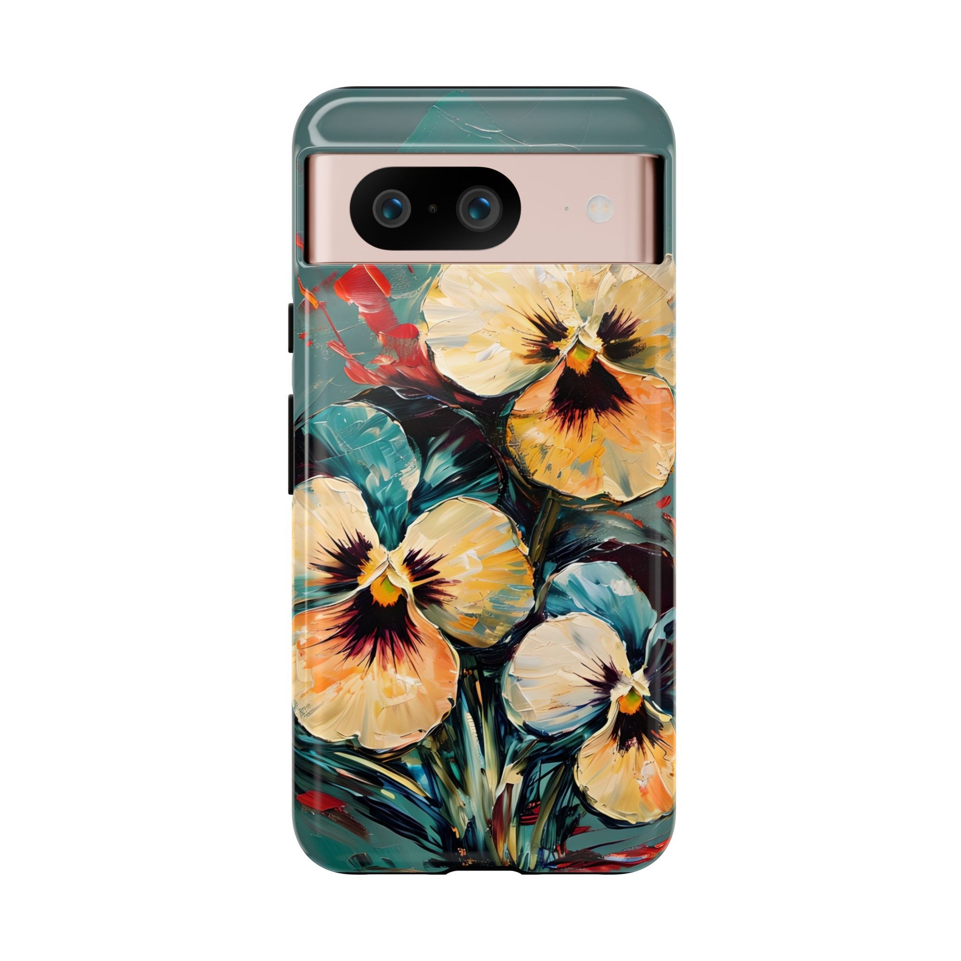 Golden Pansy Cascade Tough Case for Google Pixel 8 - Floral Artistic Shockproof Cover, Elegant Protective Phone Case