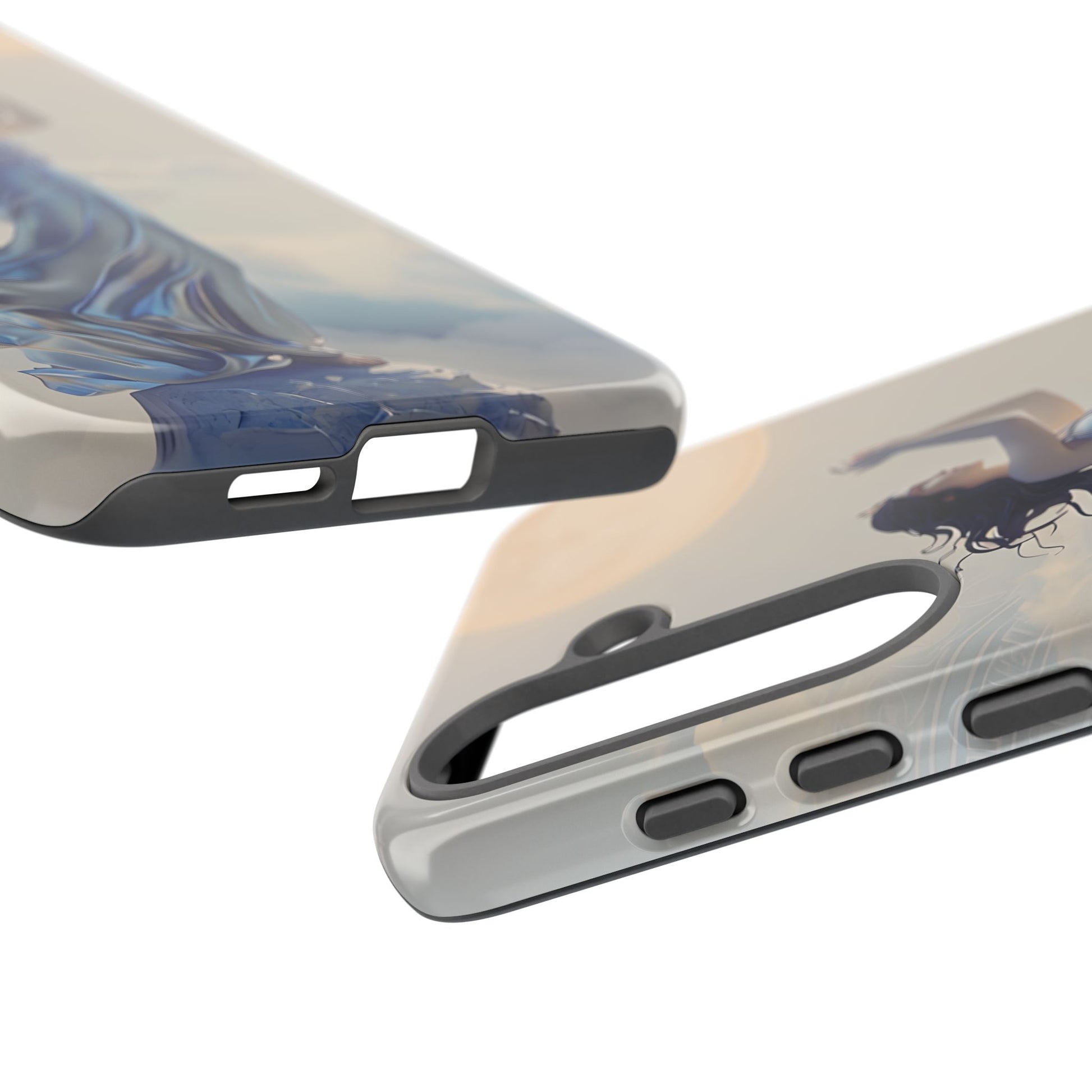 Moonlit Ascend - Ethereal Celestial Art Samsung Galaxy S25 Plus Tough Phone Case - Dreamy Night Sky & Floating Woman Design