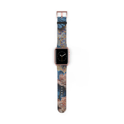 Peony Midnight Tapestry Designer Apple Watch Band - Premium Custom Strap for Series 1-9, SE & Ultra - Artistic Vegan Leather