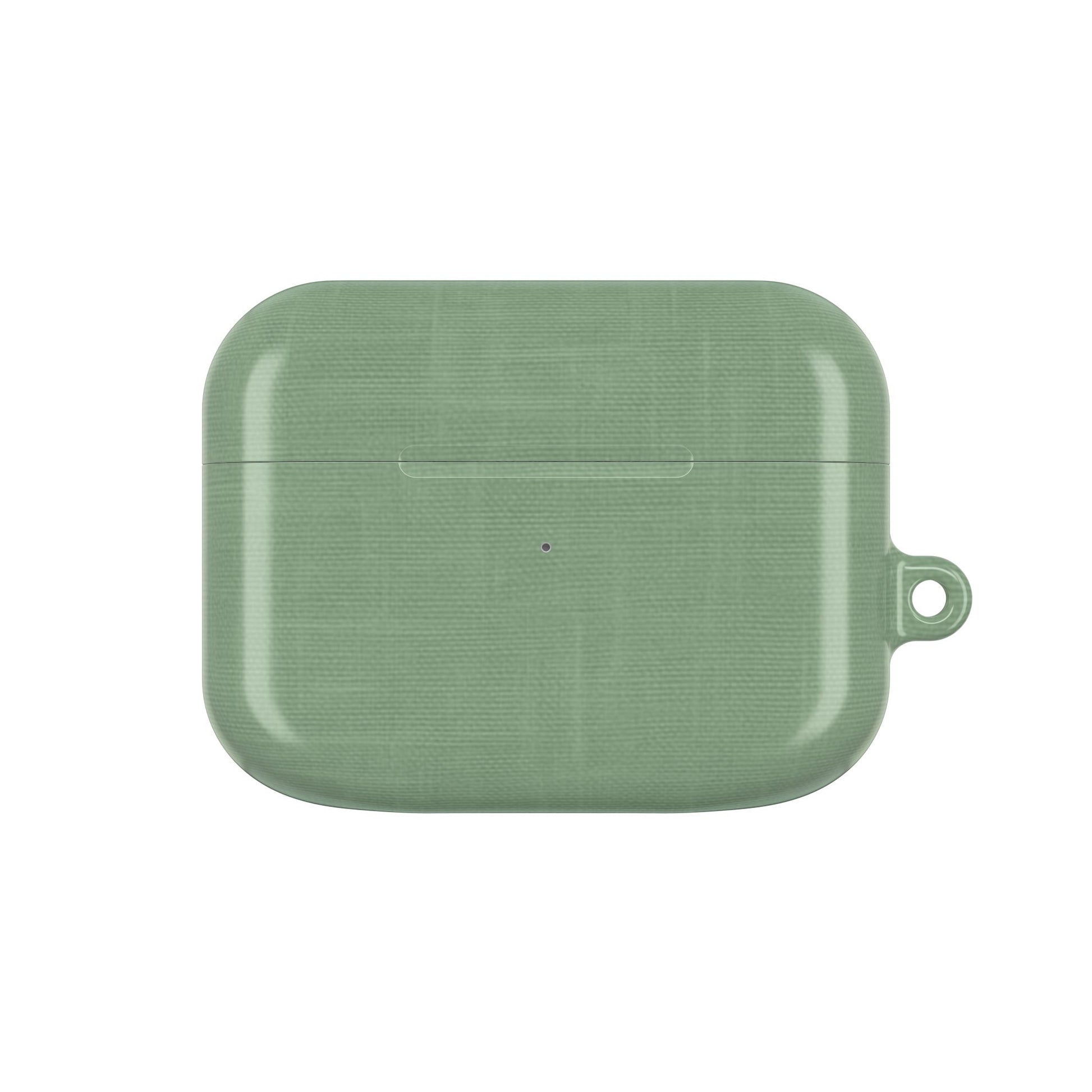 Sage Linen AirPods Case - Minimalist Green Fabric Texture Cover for Gen 1, 2, 3, Pro Gen 1 & 2