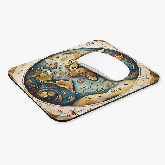 Celestial Map mouse pad in workspace with mouse showing constellation star map design