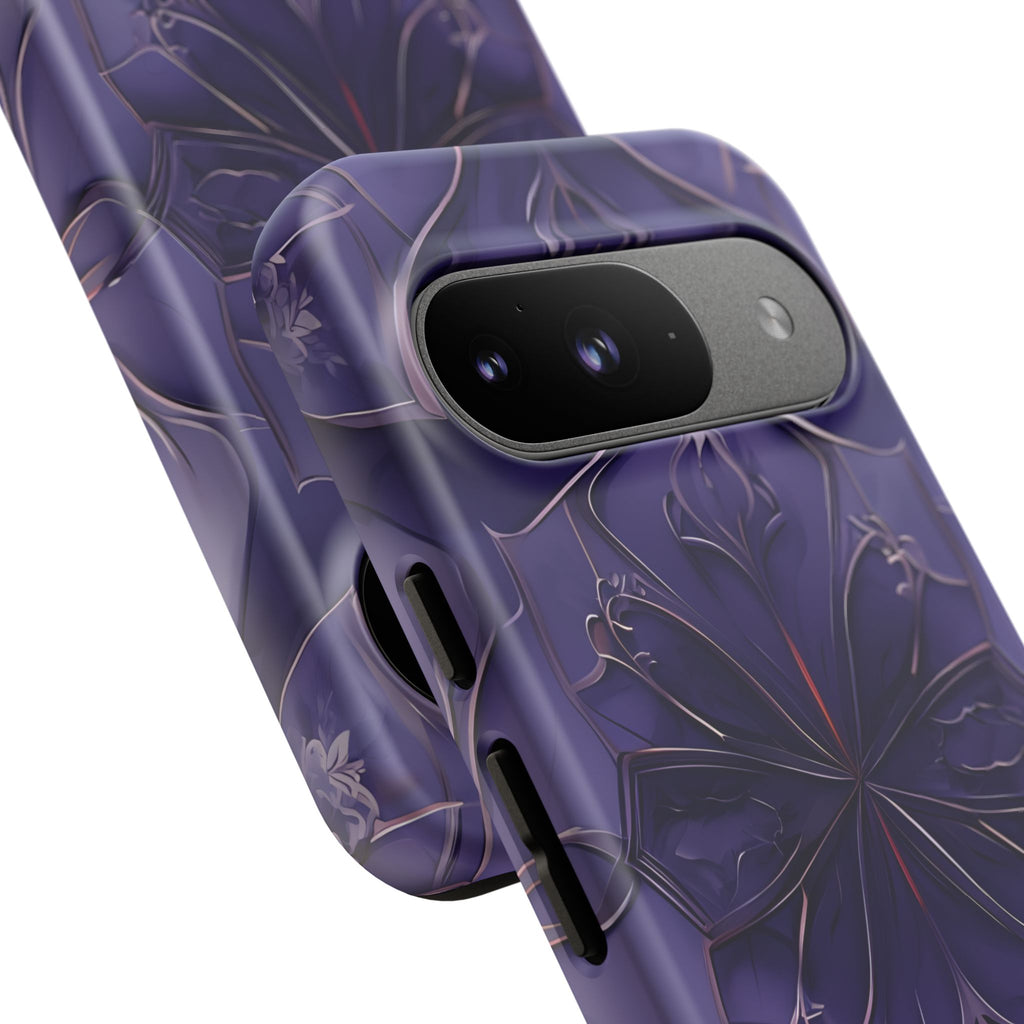 Violet Nebula - Kaleidoscope Collection Artistic Floral Burst - Google Pixel 9 Tough Phone Case - Bold Purple Symmetrical Design